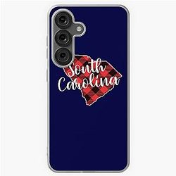 South Carolina State Map Buffalo Plaid Christmas Gear Samsung Galaxy Soft Case