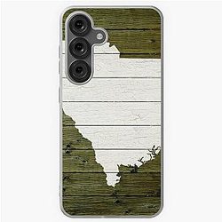 Map of South Carolina State Outline on Reclaimed Wood Planks Distressed White Paint Soft Case for Samsung Galaxy