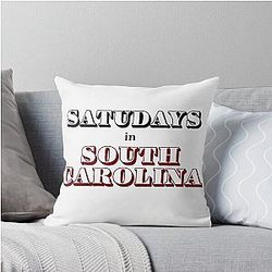 Saturdays in South Carolina Text Throw Pillow
