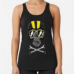 Speed Racer T Shirt - Mexican Sugar Skull with Speed Racer Helmet - Limited Edition Racerback Tank Top