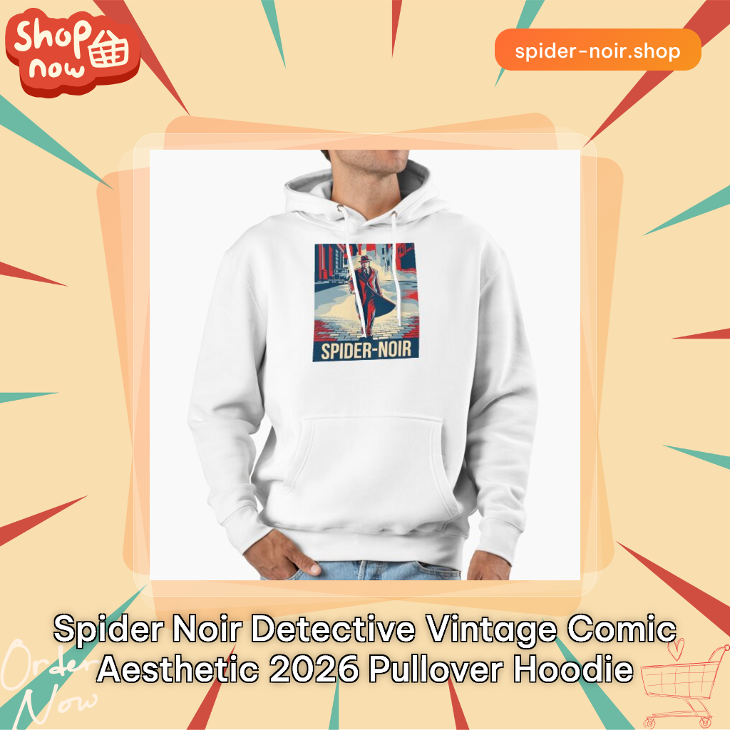 Spider Noir Detective Vintage Comic Aesthetic 2026 Pullover Hoodie