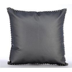 The HomeCentric Custom Grey Solid 12x12 inch Faux Leather Metallic Spikes Modern Silent Night Pillow Cover