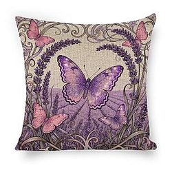 VIDI Butterfly Lavender Spike Pillow Covers 18x18 Decorative Throw Pillow for Farmhouse Double Sided Linen Pillowcases Soft Cushion Cases for Sofa Living Room Home Decor