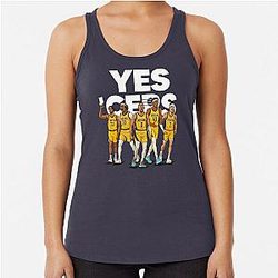 Yes Cers Starting 5 Basketball Cartoon Racerback Tank Top