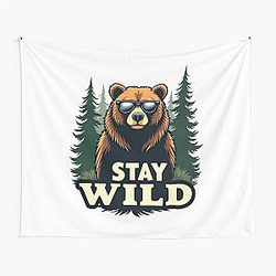 Bear Stay Wild Design Tapestry
