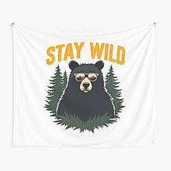 Stay Bear Design Wild Tapestry