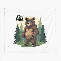 Animated Stay Bear Design Tapestry