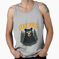 Stay Wild Bear Design Tank Top