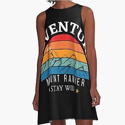 Adventure Mount Rainier A-Line Dress