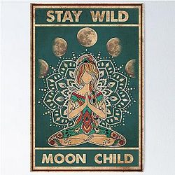 Vintage Yoga Girl Stay Wild Moon Child Yoga Love Poster