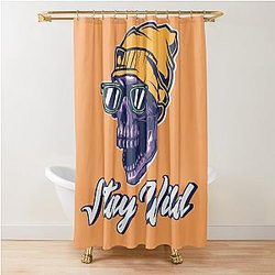 Stay Wild Skull Design Shower Curtain