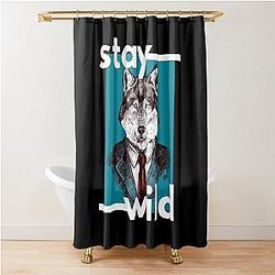 Stay Wild Business Wolf Shower Curtain