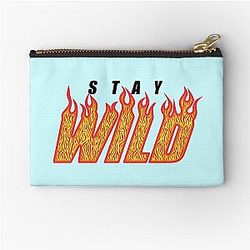 Stay Wild Fire Flame Zipper Pouch