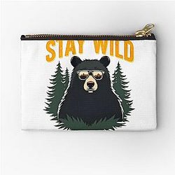 Stay Wild Bear Design Zipper Pouch