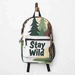 Animated Stay Wild Bear Design Backpack
