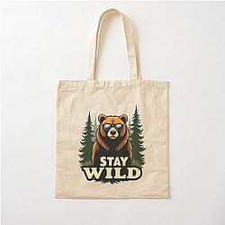 Bear Cotton Wild Design Tote Bag