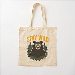 Stay Wild Bear Cotton Tote Bag
