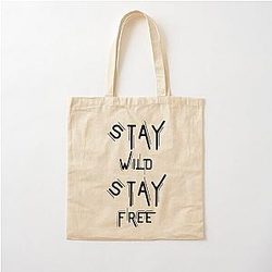 STAY FREE - Dynamic Typography Quote Design Cotton Tote Bag