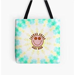 Flower Child Stay Wild Over Print Tote Bag
