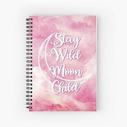 Wild Moon Child Pink Spiral Notebook