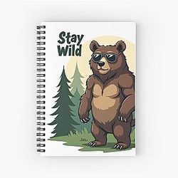 Animated Stay Bear Design Spiral Notebook