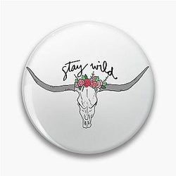 Stay Wild Steer Skull Pin
