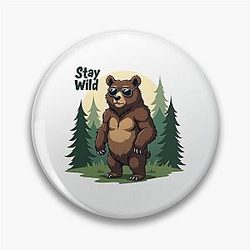Animated Wildlife Bear Design Pin