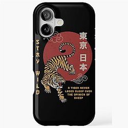 Tiger iPhone Case with Stay Wild Slogan