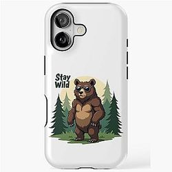 Animated Stay Wild Bear Design iPhone Tough Case