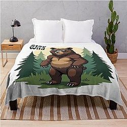 Animated Stay Wild Bear Throw Blanket