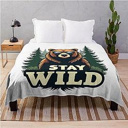 Bear Stay Wild Bear Design Throw Blanket
