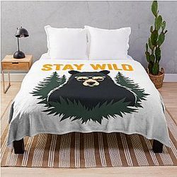 Stay Wild Bear Design Throw Blanket