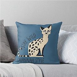 Stay Wild - Savannah Style Exotic Gray Cat Throw Pillow