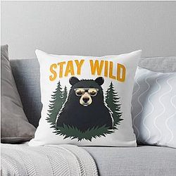 Stay Wild Bear Design Throw Pillow