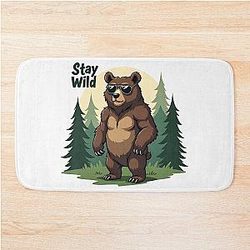Animated Stay Bear Design Bath Mat