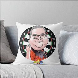 Caricature Stephen Bunting by Darts Attack Throw Pillow