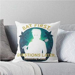 Bat First Ask Never - Steve Harrington in Full Swing Throw Pillow
