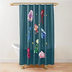 Steven Universe Characters and Star Pattern Shower Curtain