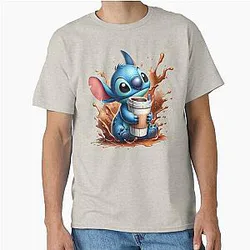 Stitch Coffee Lover T-Shirt Cute Disney Character Design Classic T-Shirt