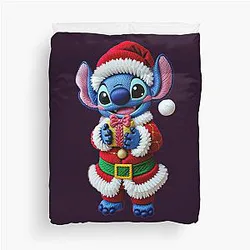 Kawaii Stitch Christmas Cross Stitch Duvet Cover
