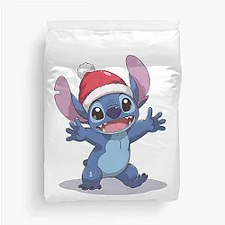 Happy Christmas Stitch - Joyful Santa Hat Art Duvet Cover
