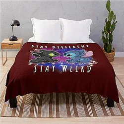 Toothless And Stitch Stay Weird Short Sleeve Throw Blanket