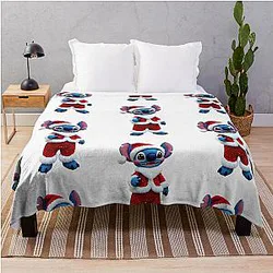 Cute Stitch Christmas Embroidery Holiday Needlework Art Throw Blanket