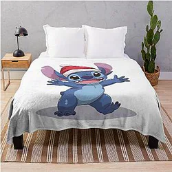 Happy Christmas Stitch Joyful Santa Stitch Art Throw Blanket
