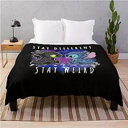 Toothless and Stitch Stay Weird Throw Blanket