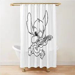 Black and White Stitch Shower Curtain