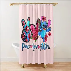 Peace and Love Stitch Shower Curtain