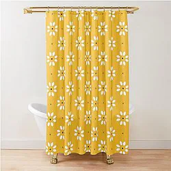 Daisy Stitch Yellow Shower Curtain