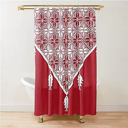 Palestinian Embroidery Tatreez Cross Stitch Arabic Art Shower Curtain