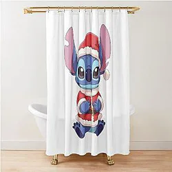 Cute Christmas Stitch in Santa Suit Kawaii Holiday Art Shower Curtain